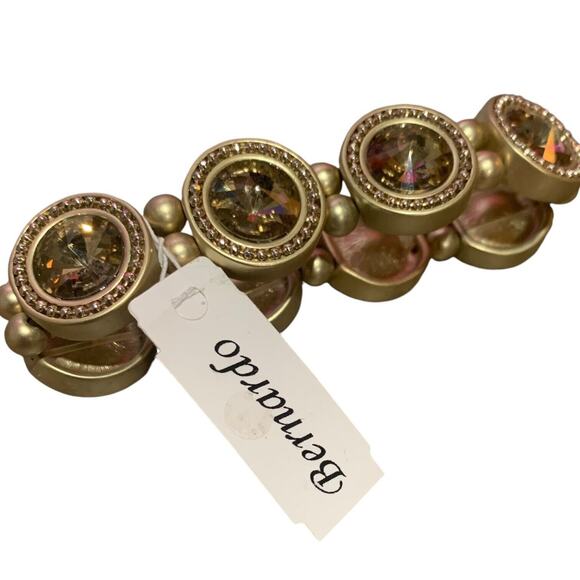 Bernardo Bracelet Gold Bronze Colored Stones Stretch Sparkle Retro NWT - Picture 1 of 4
